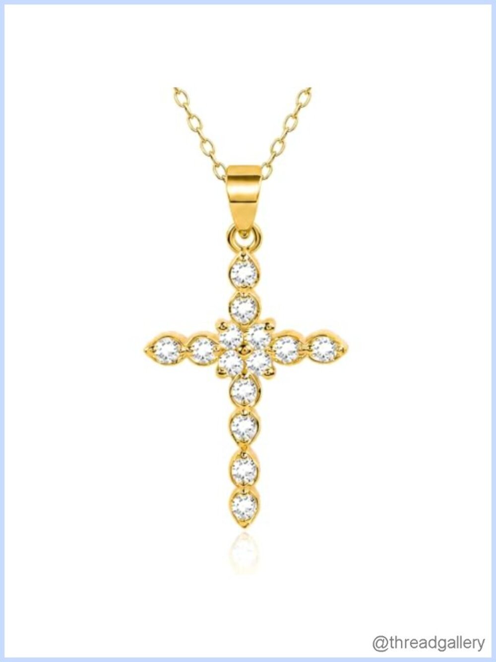 14K Gold Plated Small Cross Necklace for Women CZ Pendant Faith Jewelry Gift